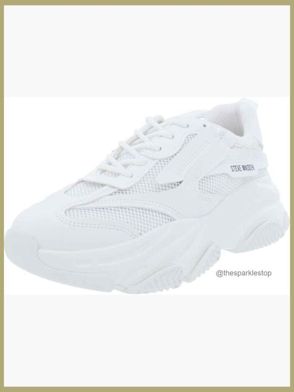 Chunky White Fashion Sneakers with 2.5" Platform Heel Lace-Up - Picture 1 of 4